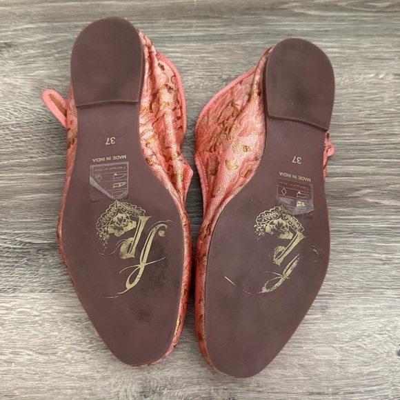 Women's Free People Evie Mary Jane Pink Brocade Lace Convertible Flats In Pink - Picture 12 of 15